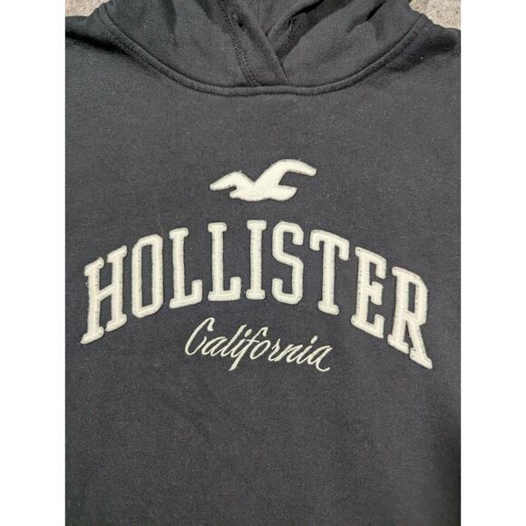 Hollister California Women's Hoodie Black Size XS Y2K 2000s Logo Fitted - Picture 2 of 7